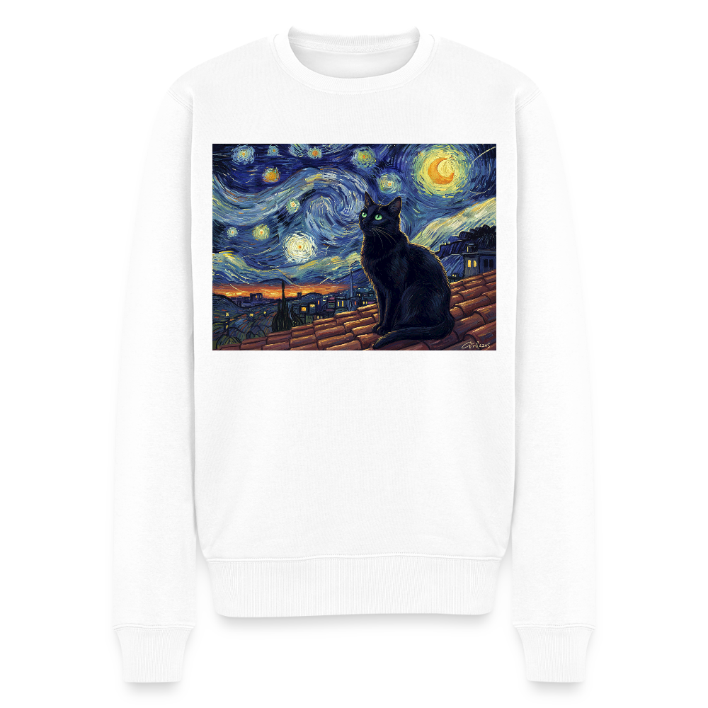 Sternennacht… aber die Katze denkt nach | Männer Premium Pullover - Weiß