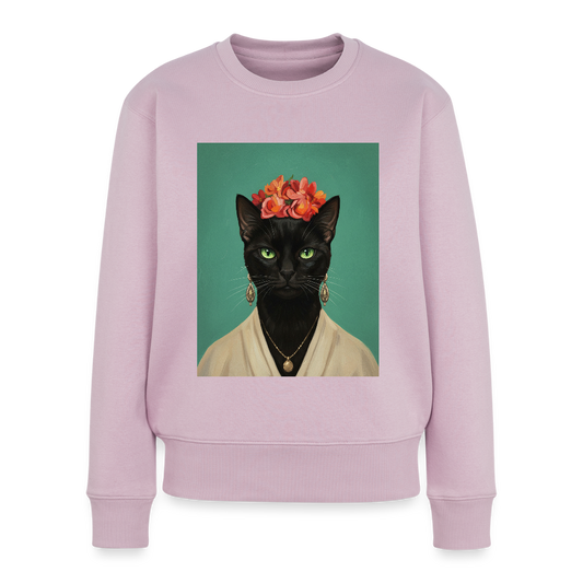 Frida Katze – Künstlerisches Katzenporträt | Frauen Premium Pullover - Altrosa
