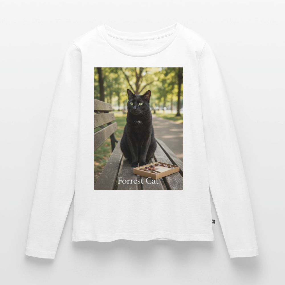 Forrest Cat – Krümel wartet | Frauen Premium Bio Langarmshirt - Weiß