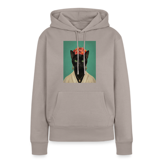 Frida Katze – Künstlerisches Katzenporträt | Frauen Premium Hoodie - Taupe