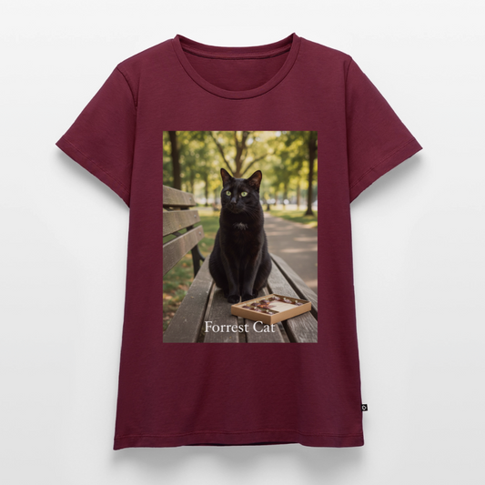 Forrest Cat – Krümel wartet | Frauen Premium T-Shirt - Burgunderrot