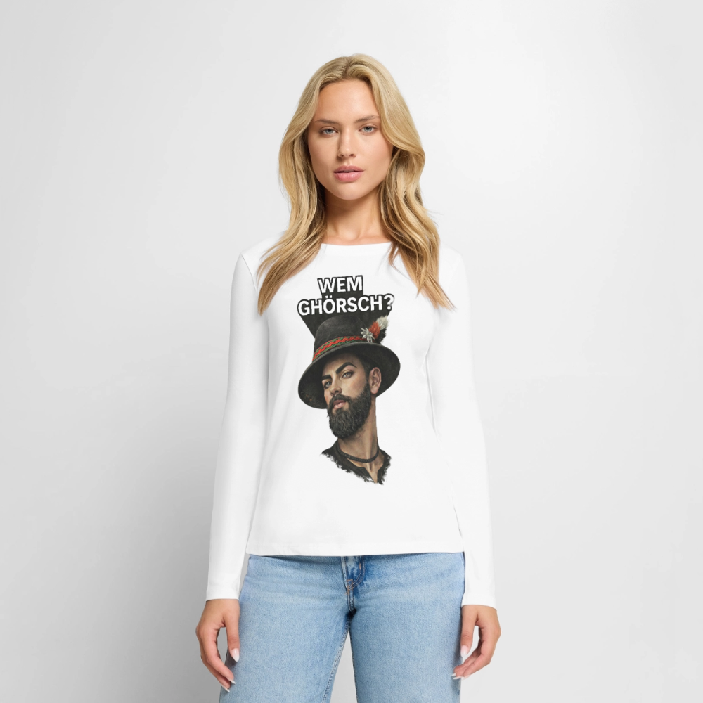 Wem ghörsch? – Alemannische Klärung | Frauen Premium Bio Langarmshirt - Weiß