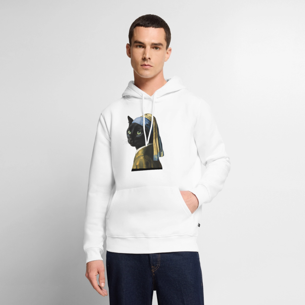 Das Mädchen mit dem Perlenohrring… aber es ist eine Katze | Männer Premium Hoodie - Weiß