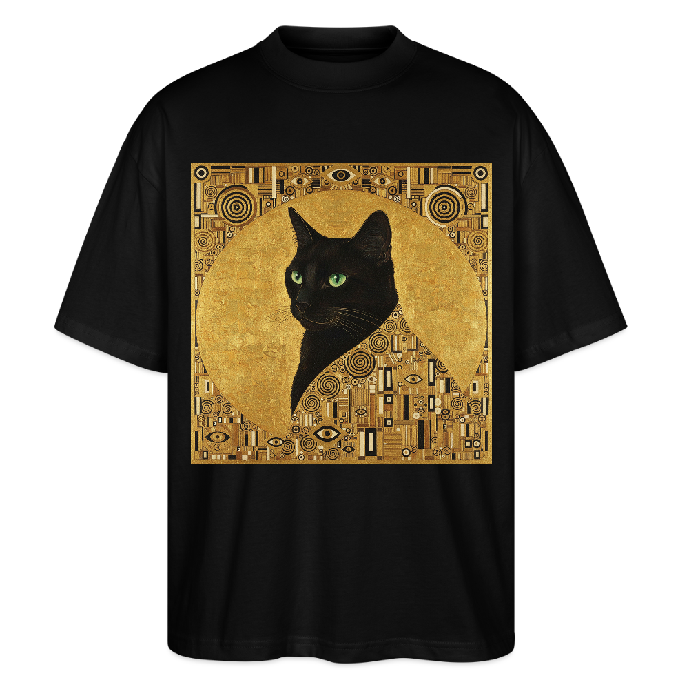 Adele… aber sie schnurrt – Goldene Katze à la Klimt | Stanley/Stella Oversized Unisex Bio T-Shirt Blaster - Schwarz