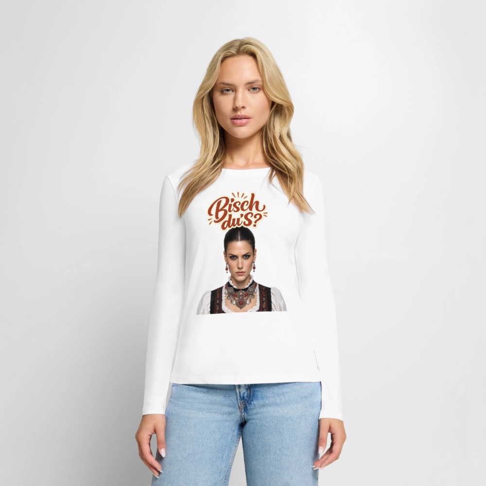 Schwarzwaldstolz – Sie weiß, wer sie isch | Frauen Premium Bio Langarmshirt - Weiß