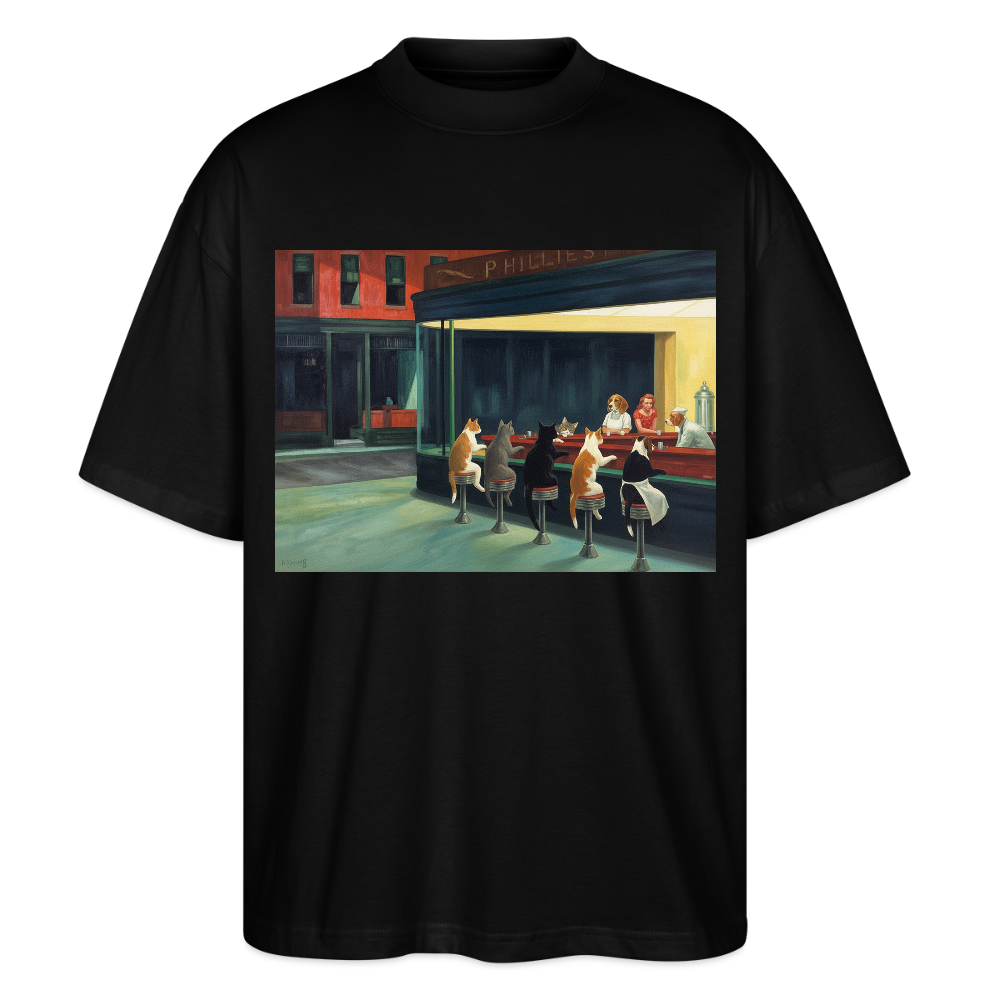 Wenn Hopper Katzen gemalt hätte | Stanley/Stella Oversized Unisex Bio T-Shirt Blaster - Schwarz