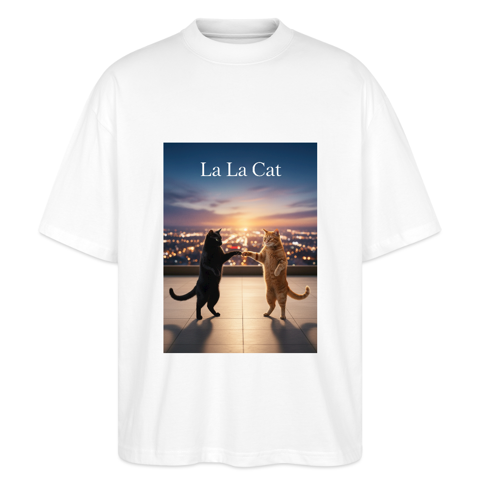 La La Cat – Tanz über den Dächern | Stanley/Stella Oversized Unisex Bio T-Shirt Blaster - Weiß