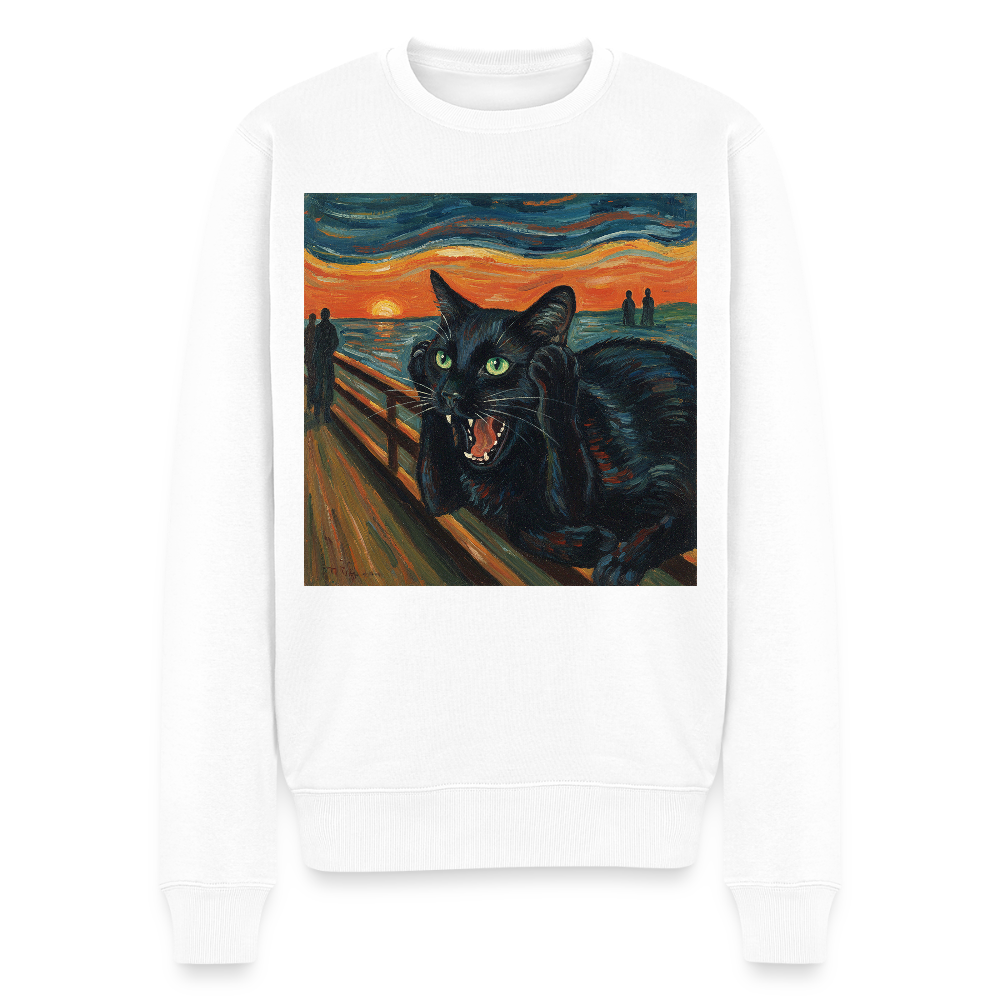 Der Schrei… aber die Katze hat’s zuerst gemerkt | Männer Premium Pullover - Weiß