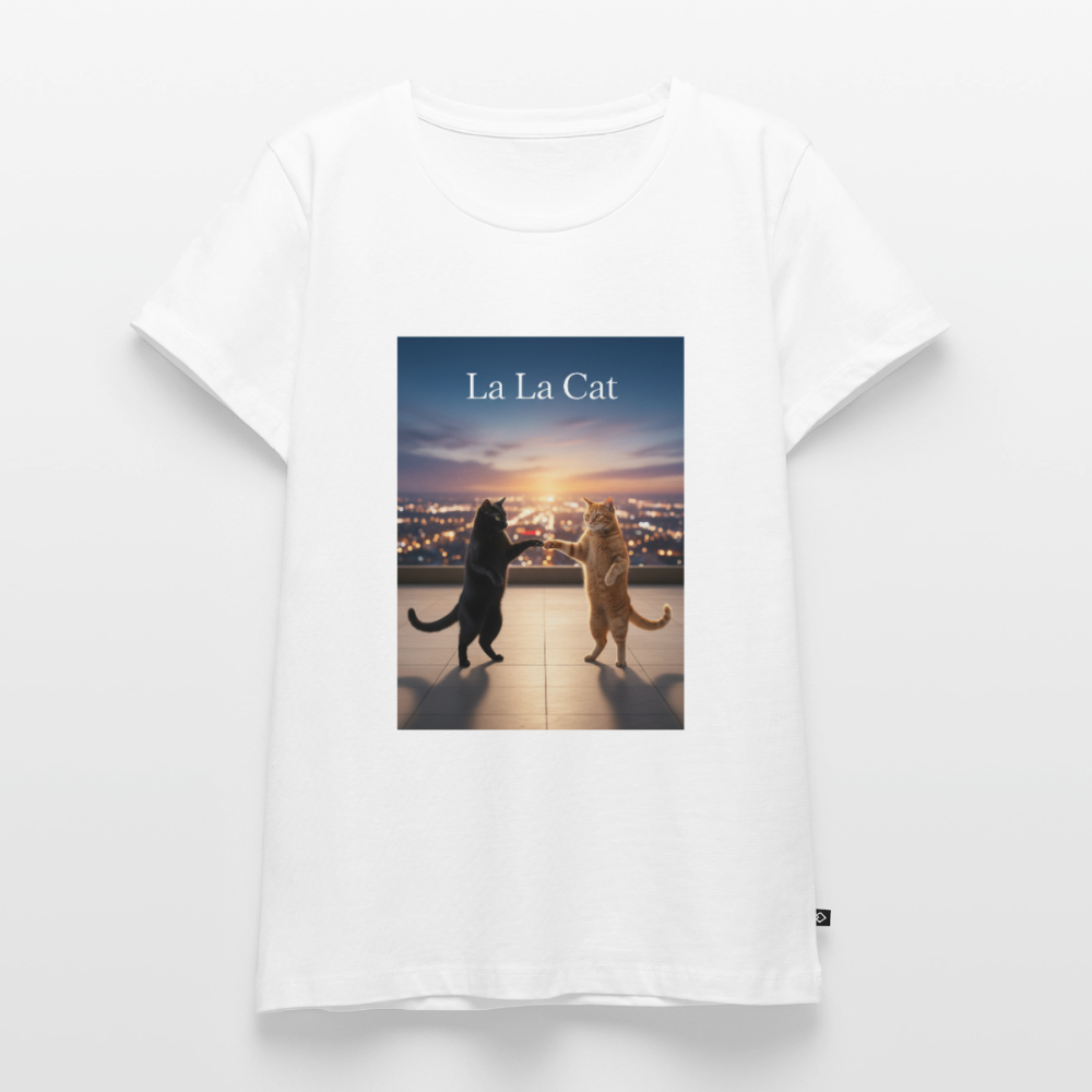 La La Cat – Tanz über den Dächern | Frauen Premium T-Shirt - Weiß
