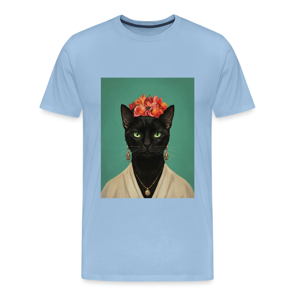 Frida Katze – Künstlerisches Katzenporträt | Premium Herren T-Shirt - sky