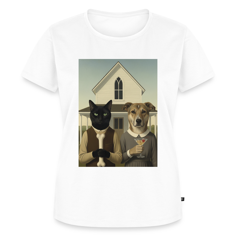 American Gothic… aber mit Katze und Hund | Frauen Premium T-Shirt - Weiß