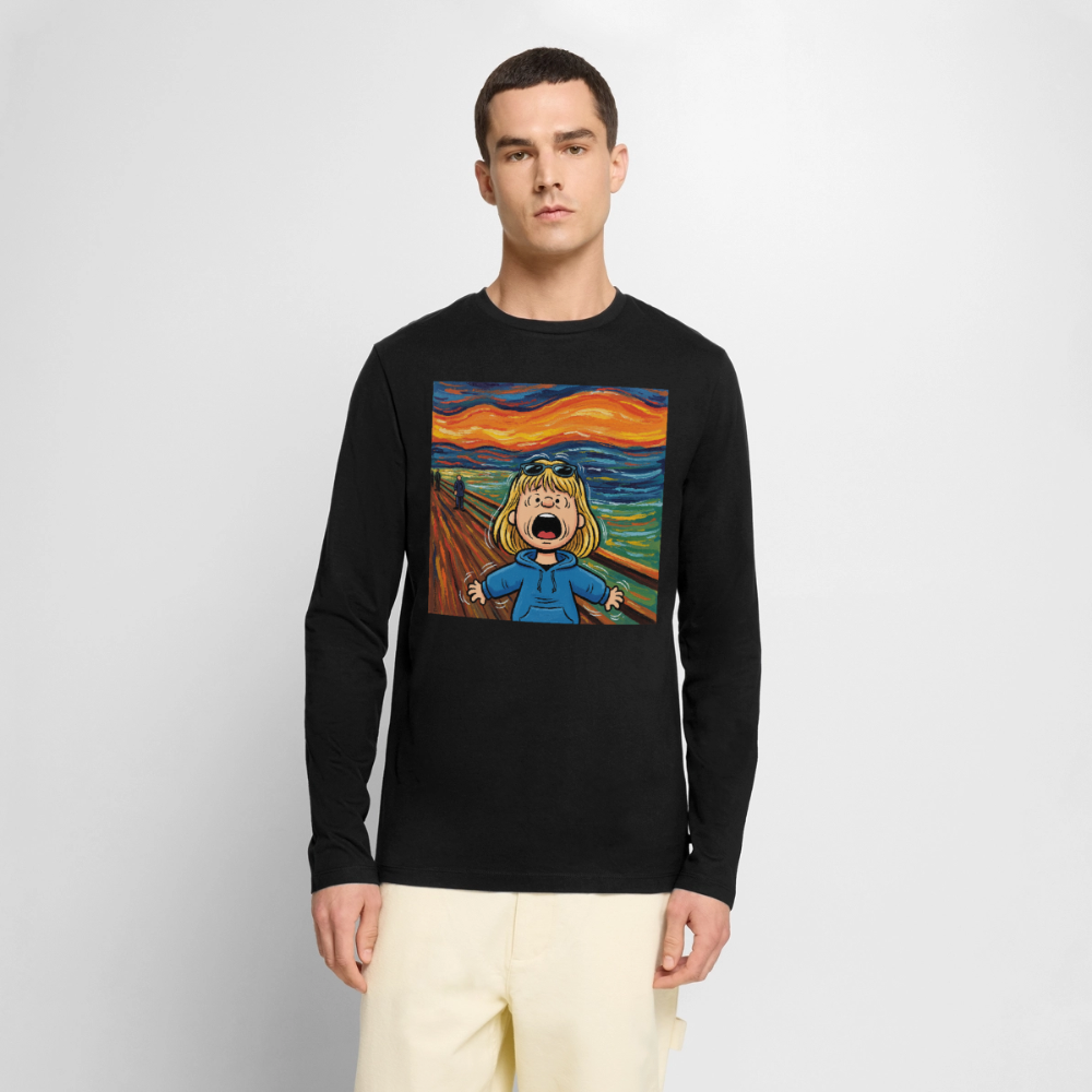 Der Schrei… manchmal bist du es selbst | Männer Premium Bio Langarmshirt - Schwarz