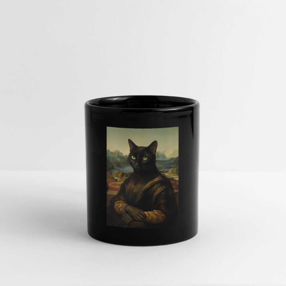 Mona Lisa… aber es ist eine Katze | Tasse - Schwarz