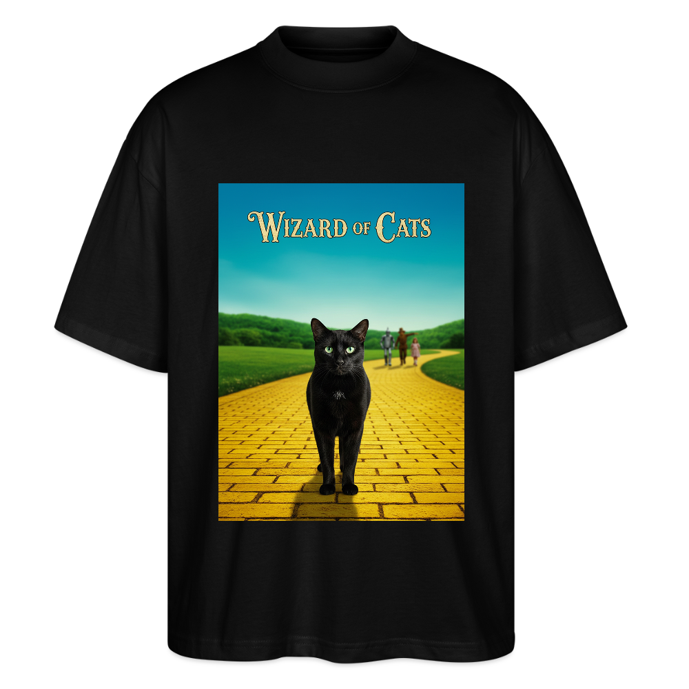 Wizard of Cats – Der gelbe Weg gehört Krümel | Stanley/Stella Oversized Unisex Bio T-Shirt Blaster - Schwarz