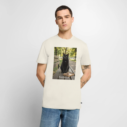 Forrest Cat – Krümel wartet | Männer Premium T-Shirt - Naturweiß
