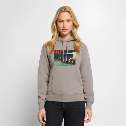 Wenn Hopper Katzen gemalt hätte | Frauen Premium Hoodie - Taupe