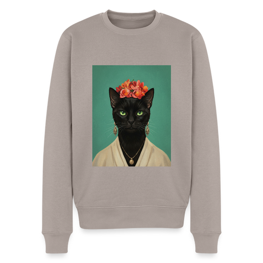 Frida Katze – Künstlerisches Katzenporträt | Men’s Premium Sweatshirt - taupe