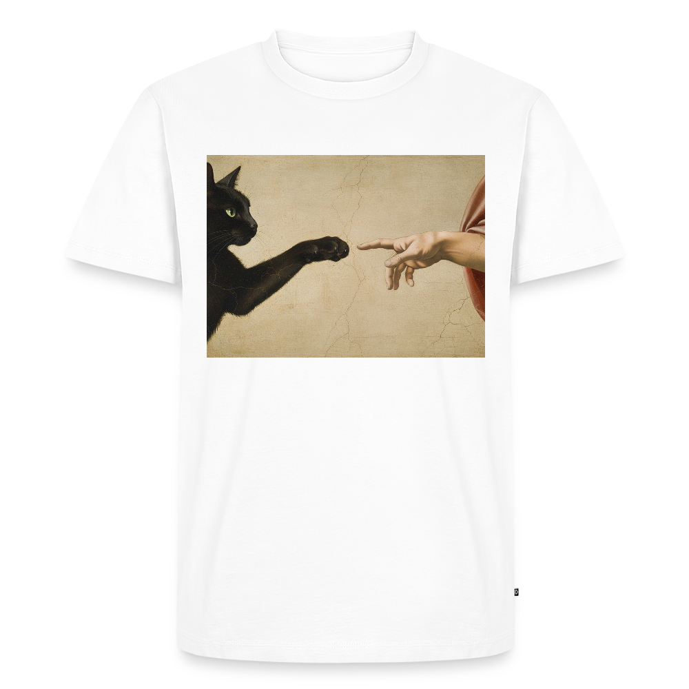 Die Erschaffung Adams… aber die Katze war schneller | Männer Premium T-Shirt - Weiß