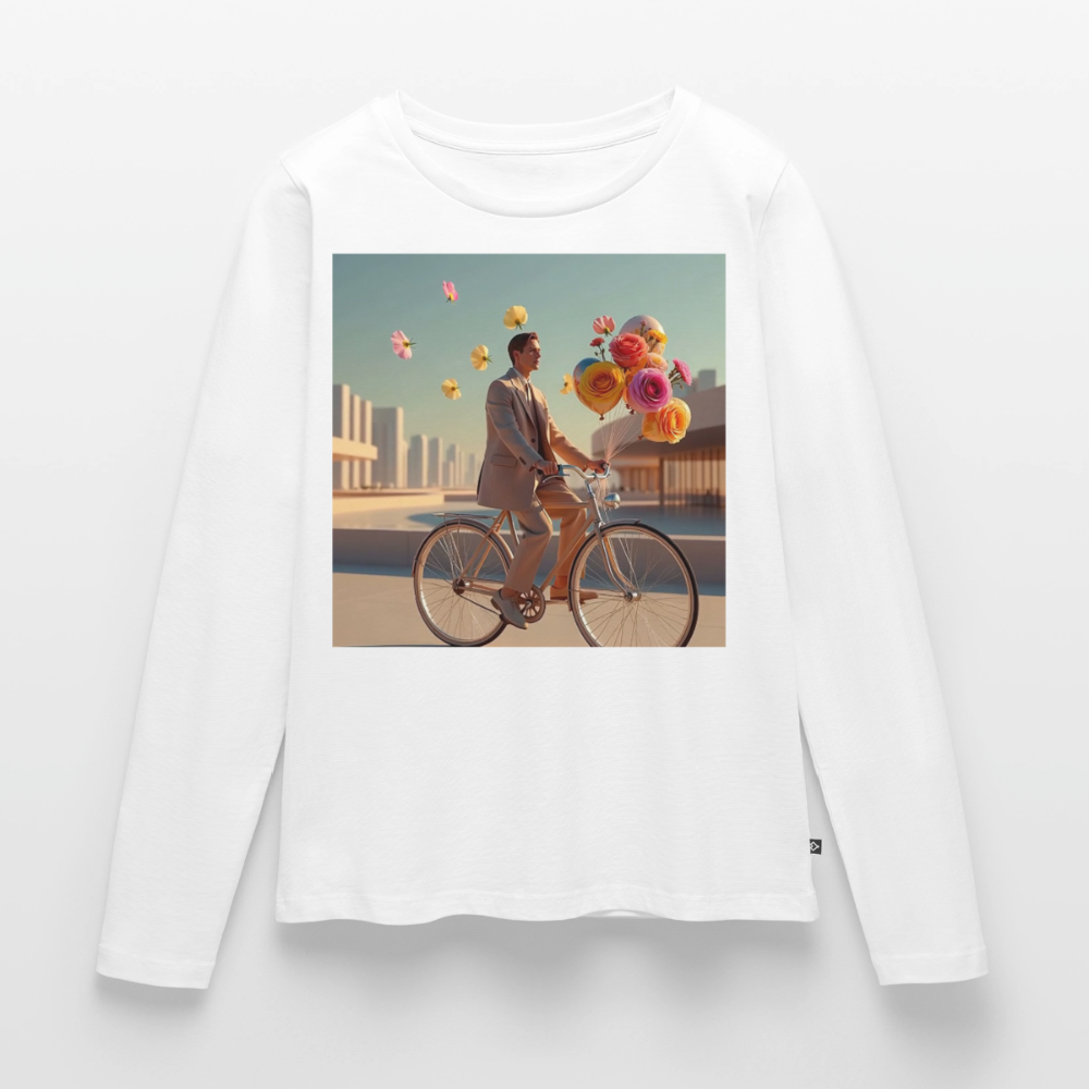 Fahrt ins Ungewisse (mit Blumen) | Frauen Premium Bio Langarmshirt - Weiß