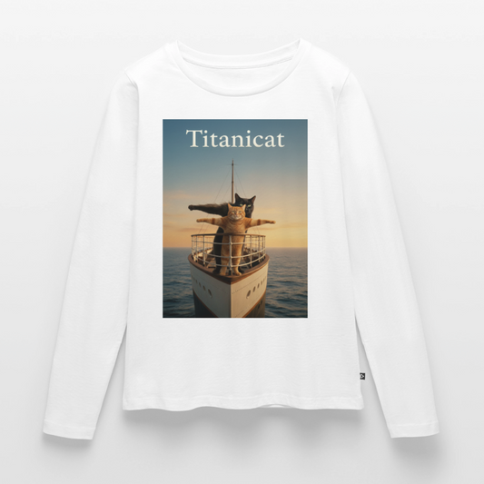 Titanicat – Ich bin der König der Kratzbäume | Frauen Premium Bio Langarmshirt - Weiß