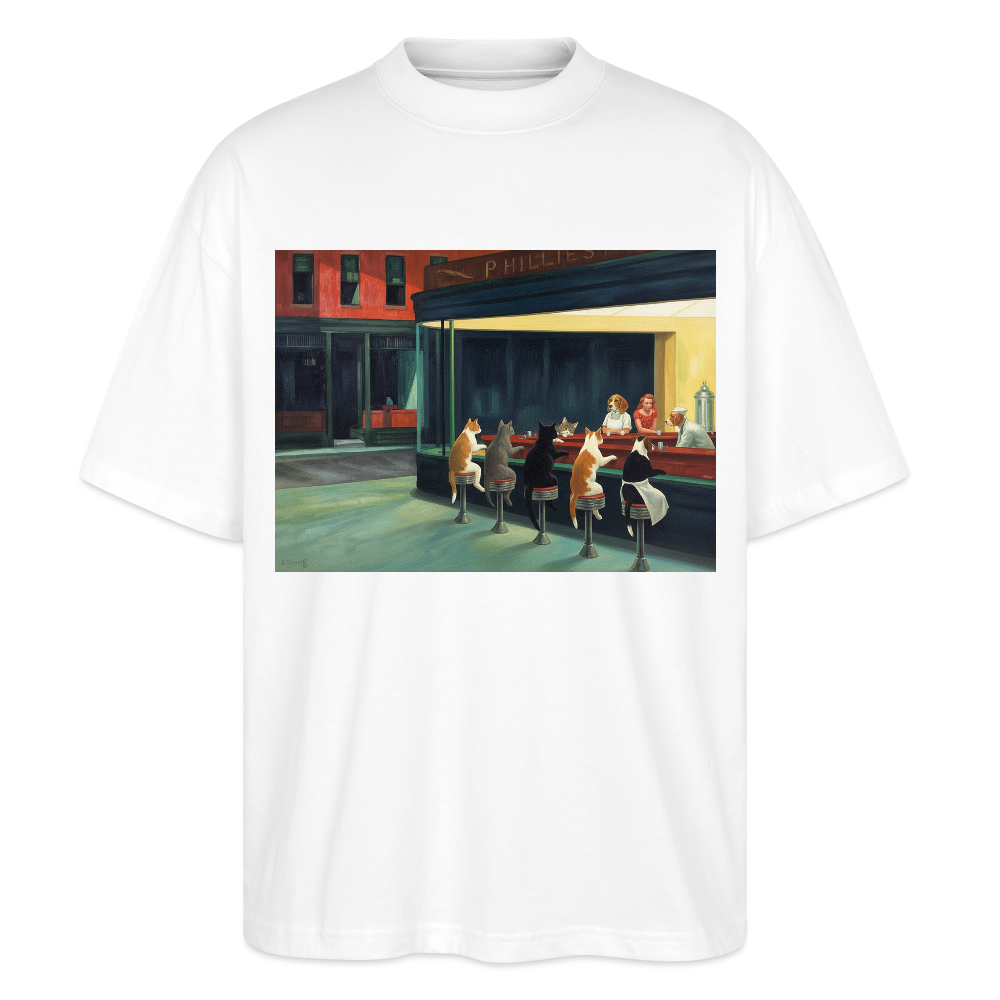 Wenn Hopper Katzen gemalt hätte | Stanley/Stella Oversized Unisex Bio T-Shirt Blaster - Weiß