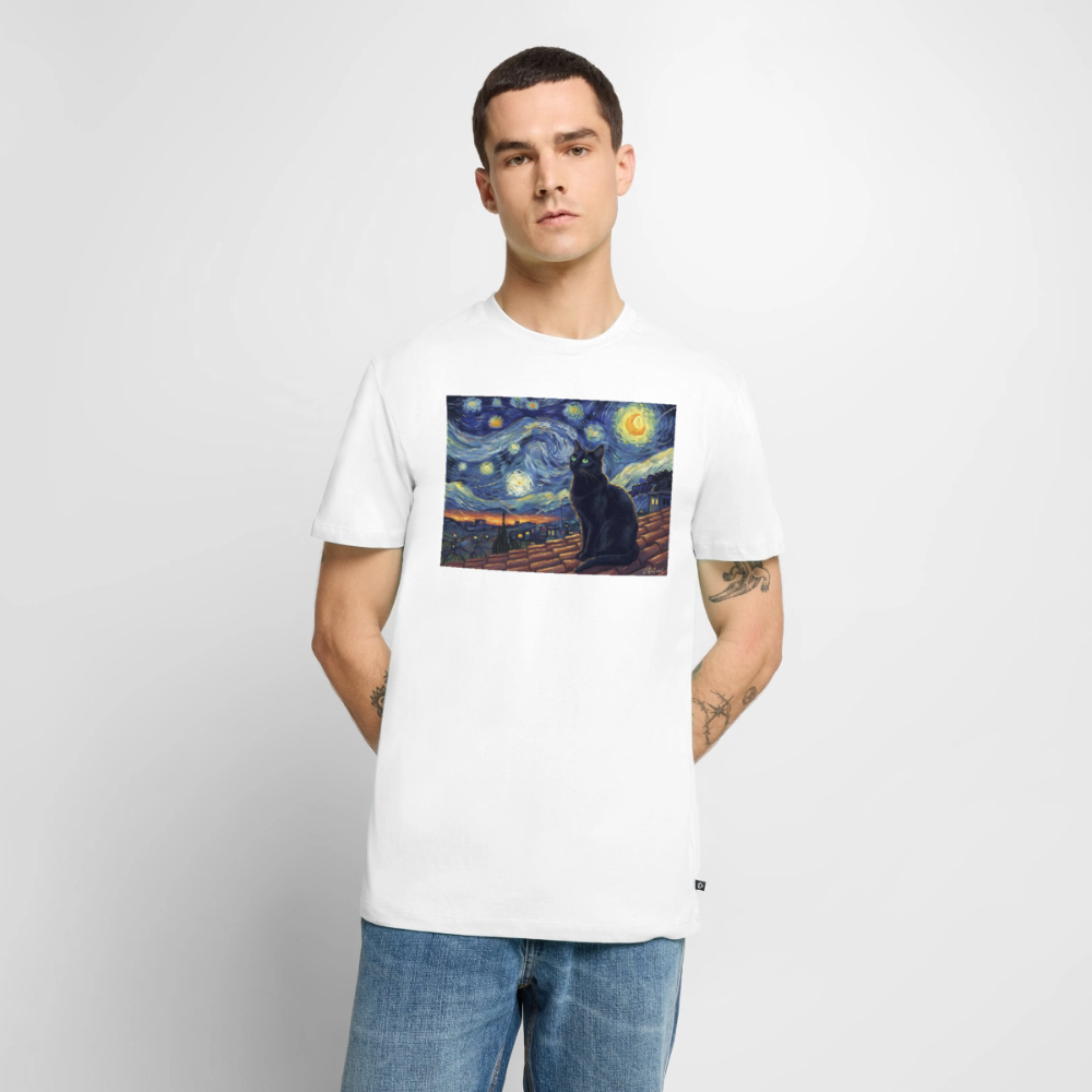 Sternennacht… aber die Katze denkt nach | Männer Premium T-Shirt - Weiß