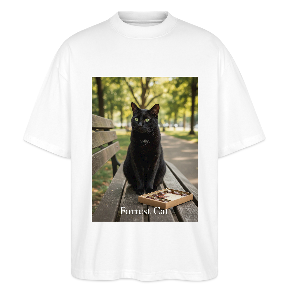 Forrest Cat – Krümel wartet | Stanley/Stella Oversized Unisex Bio T-Shirt Blaster - Weiß