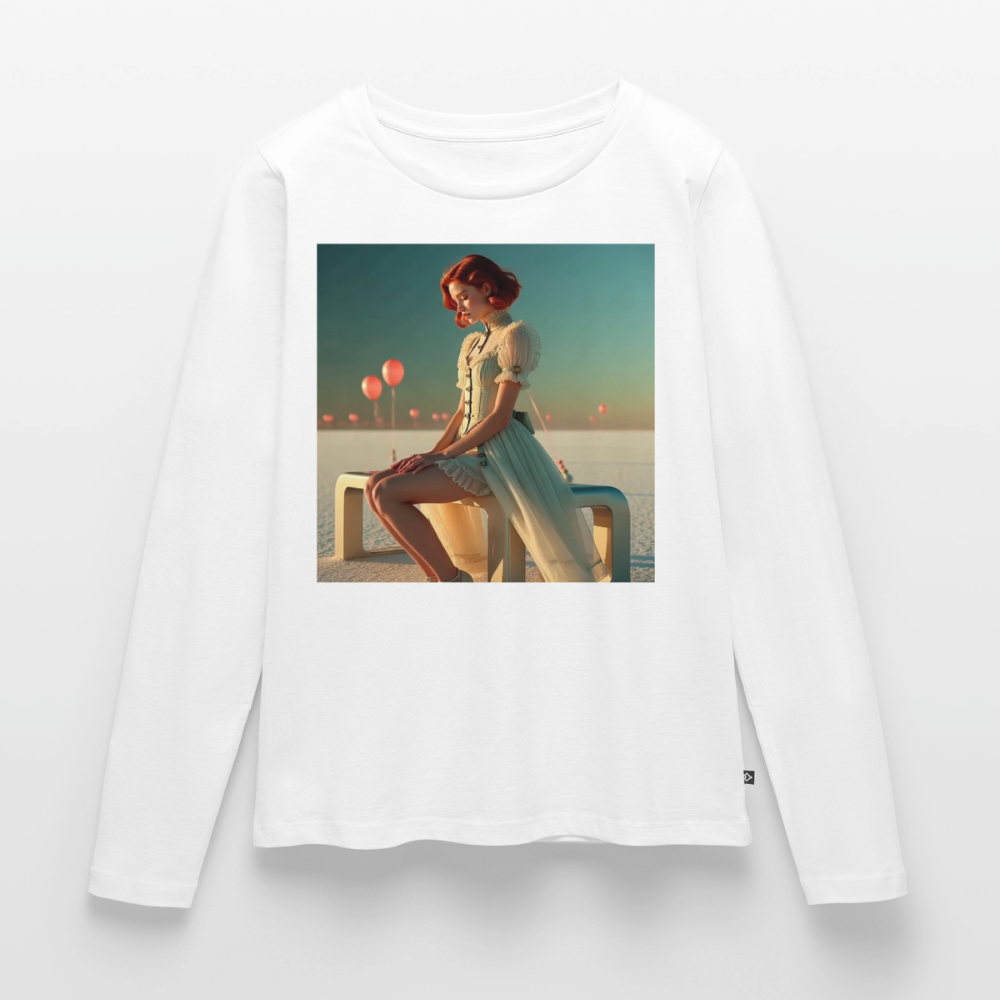 Leise Gedanken bei lauter Farben | Frauen Premium Bio Langarmshirt - Weiß