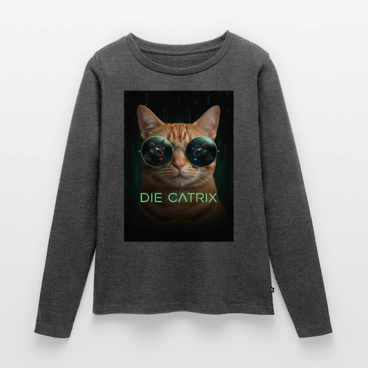 Die Catrix – Krümel erwacht | Frauen Premium Bio Langarmshirt - Anthrazit meliert