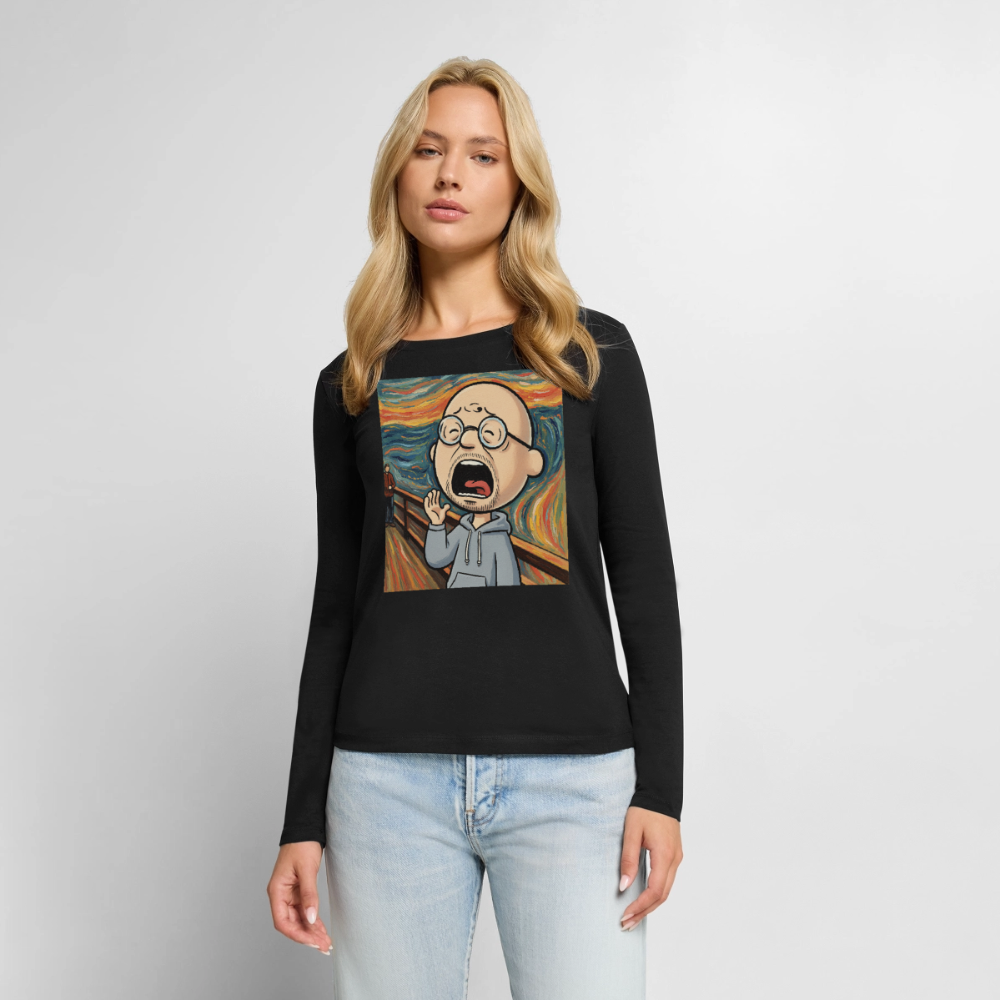 Der Schrei… aber heute bin ich dran | Frauen Premium Bio Langarmshirt - Schwarz