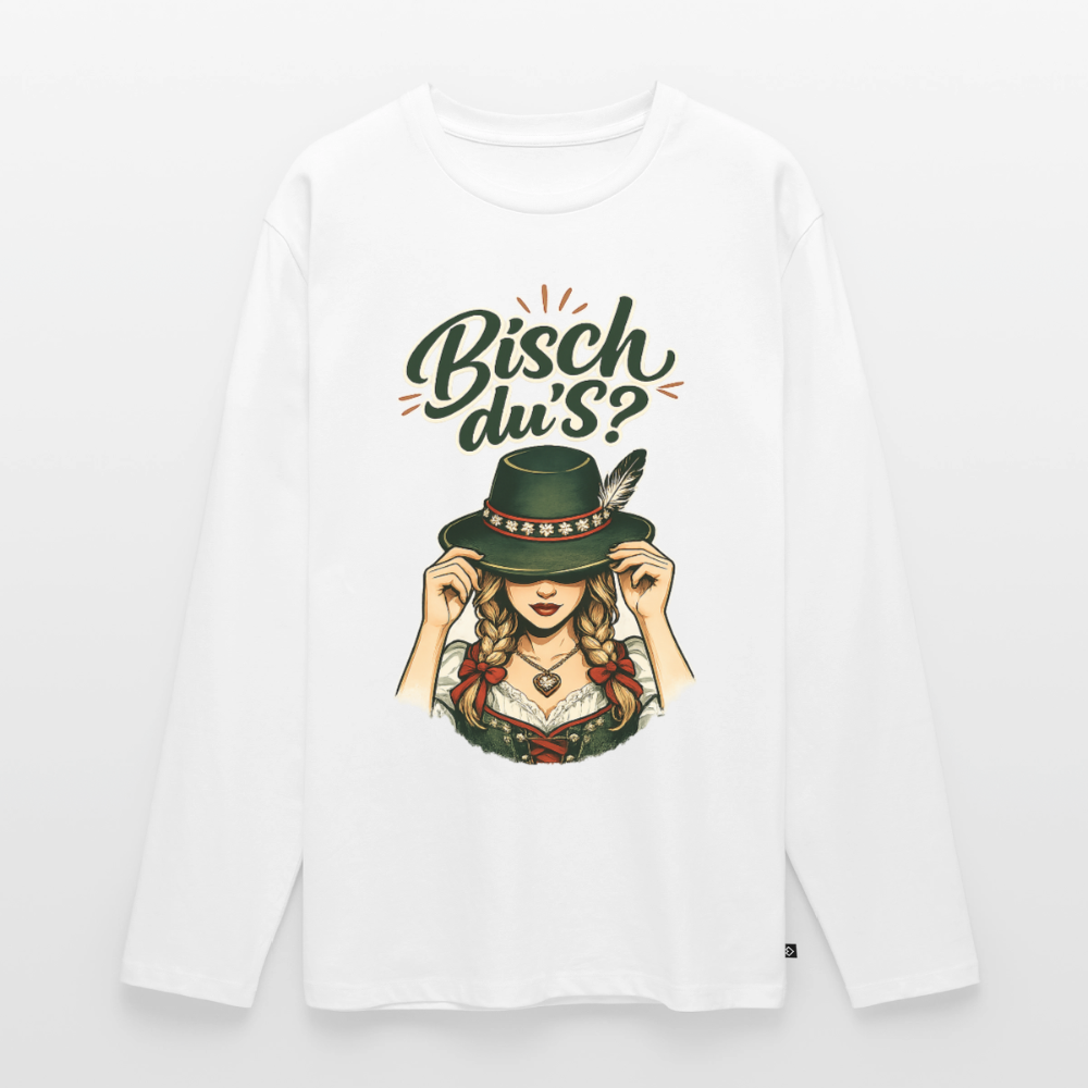 Bisch du’s? – Der Blick sagt alles | Männer Premium Bio Langarmshirt - Weiß