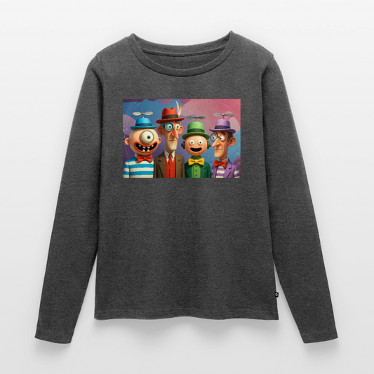 Gedankenkreise auf Hochtouren | Frauen Premium Bio Langarmshirt - Anthrazit meliert