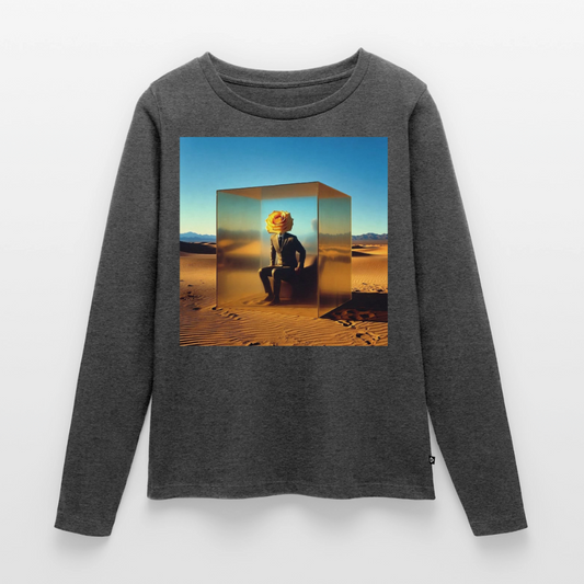 Gefühle unter Glas | Frauen Premium Bio Langarmshirt - Anthrazit meliert