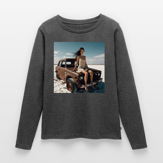 Warten auf irgendwas | Frauen Premium Bio Langarmshirt - Anthrazit meliert