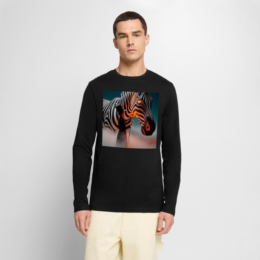 Blumen für ein Zebra | Männer Premium Bio Langarmshirt - Schwarz