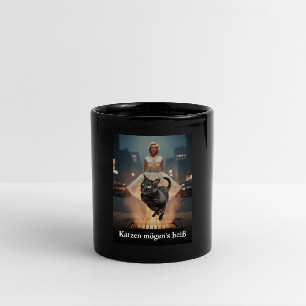 Katzen mögen’s heiß | Tasse einfarbig - Schwarz
