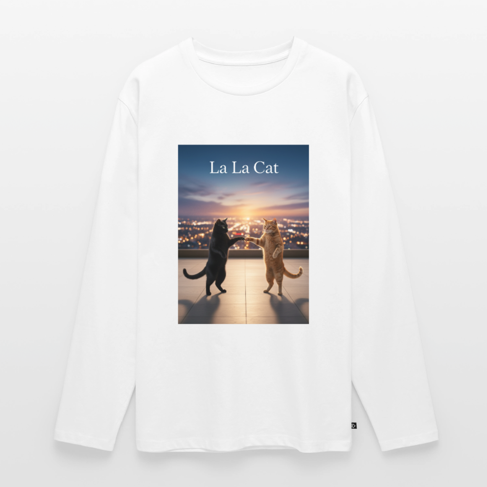 La La Cat – Tanz über den Dächern | Männer Premium Bio Langarmshirt - Weiß