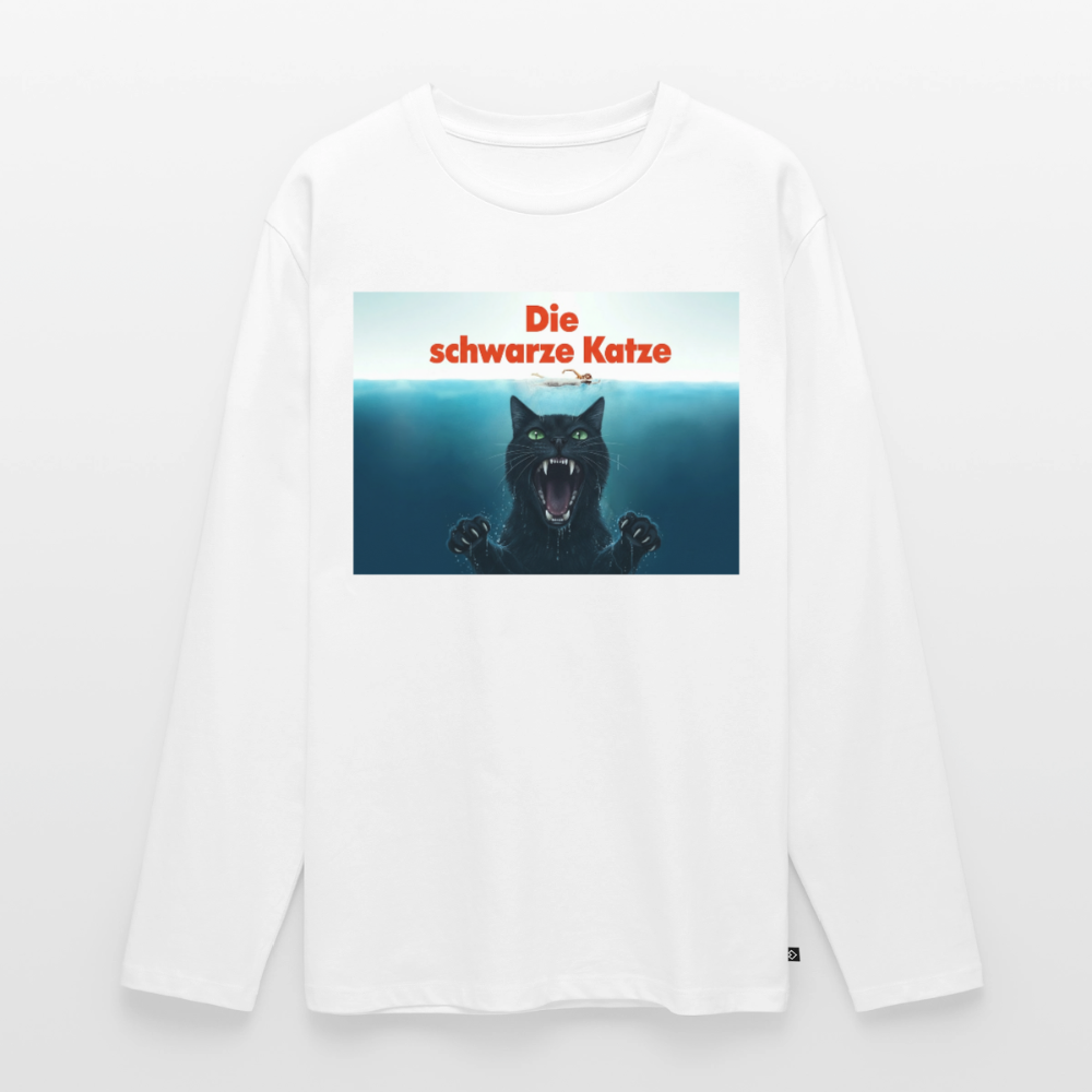 Die schwarze Katze – Krümel taucht auf | Männer Premium Bio Langarmshirt - Weiß