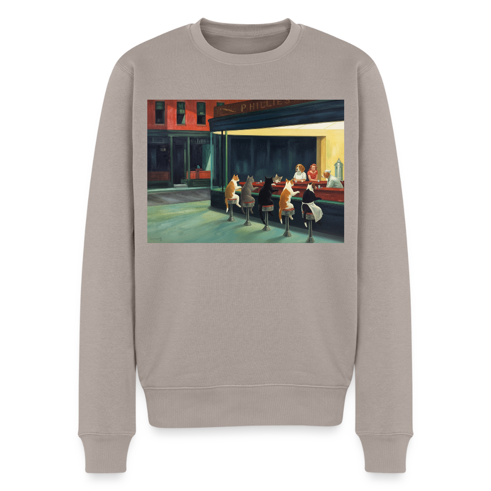 Wenn Hopper Katzen gemalt hätte | Männer Premium Pullover - Taupe