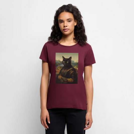 Mona Lisa… aber es ist eine Katze | Frauen Premium T-Shirt - Burgunderrot