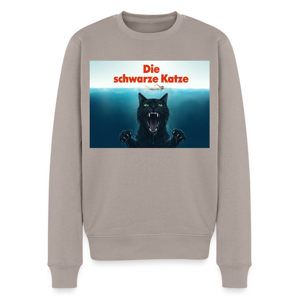 Die schwarze Katze - Krümel taucht auf | Männer Premium Pullover - Taupe