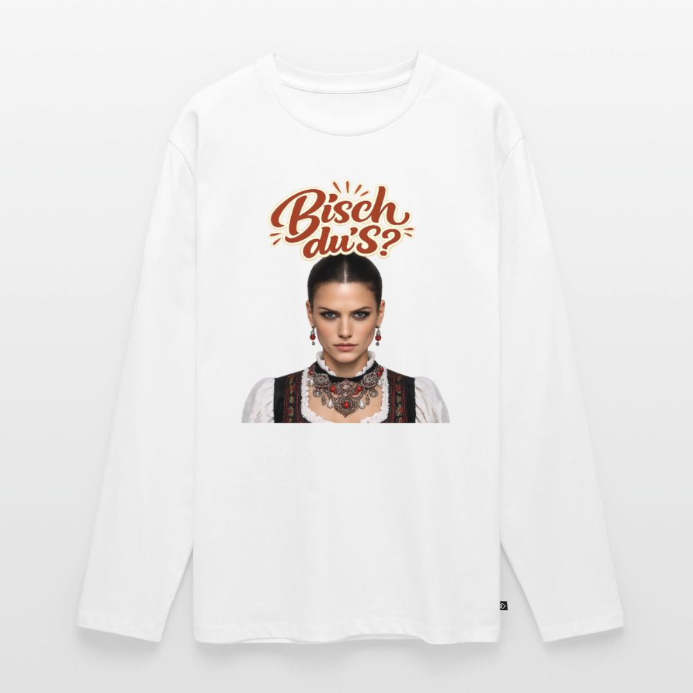 Schwarzwaldstolz – Sie weiß, wer sie isch | Männer Premium Bio Langarmshirt - Weiß