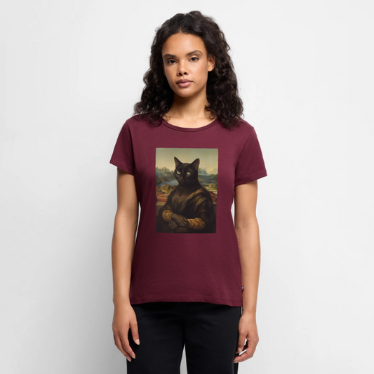 Mona Lisa… aber es ist eine Katze | Frauen Premium T-Shirt - Burgunderrot