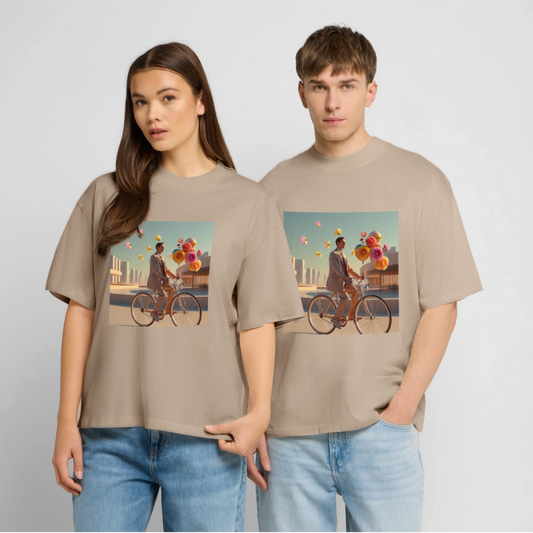 Fahrt ins Ungewisse (mit Blumen) | Stanley/Stella Oversized Unisex Bio T-Shirt Blaster - Steingrau