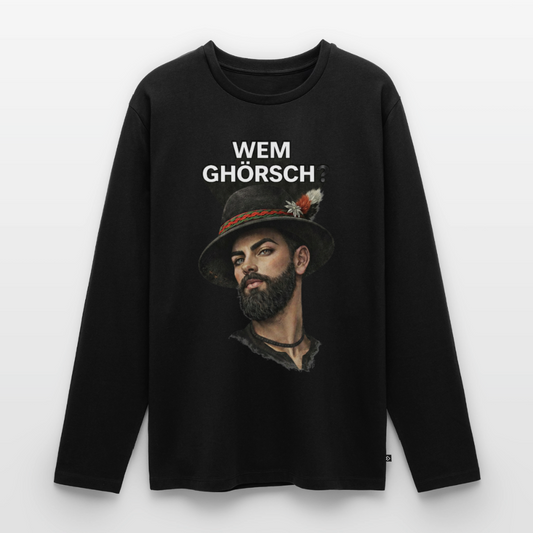 Wem ghörsch? – Alemannische Klärung | Männer Premium Bio Langarmshirt - Schwarz