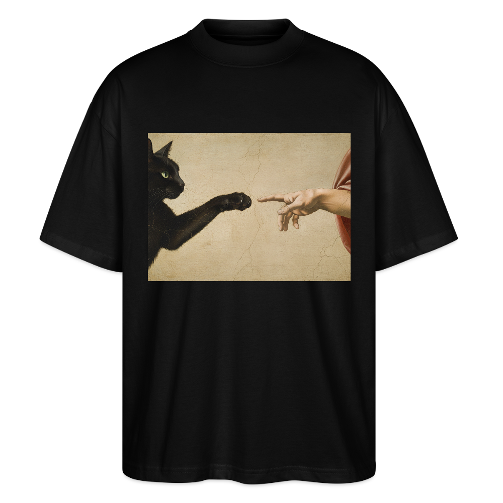 Die Erschaffung Adams… aber die Katze war schneller | Stanley/Stella Oversized Unisex Bio T-Shirt Blaster - Schwarz