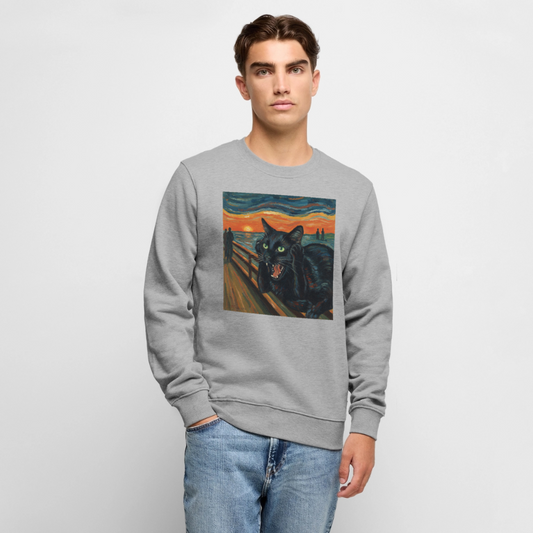 Der Schrei… aber die Katze hat’s zuerst gemerkt | Männer Premium Pullover - Grau meliert