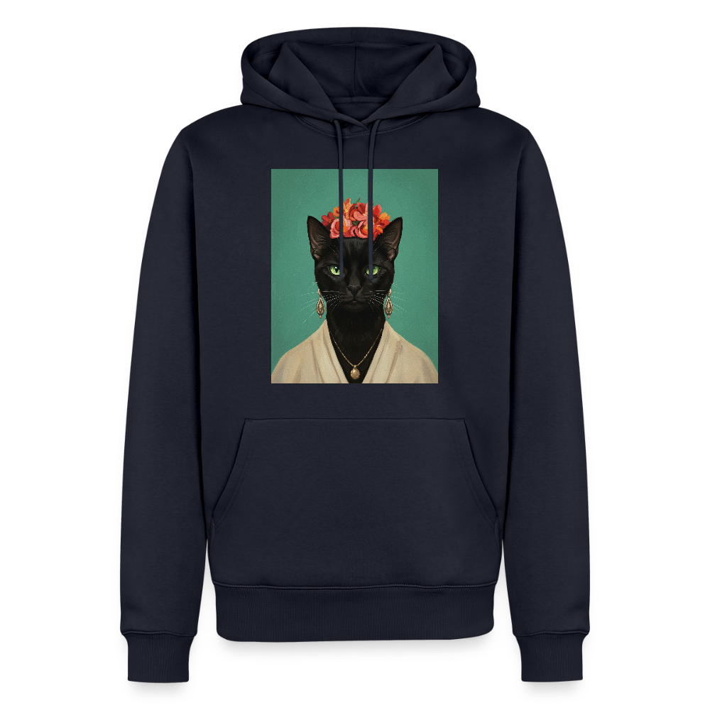 Frida Katze – Künstlerisches Katzenporträt | Premium Herren Hoodie - navy