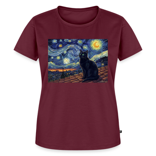 Sternennacht… aber die Katze denkt nach | Frauen Premium T-Shirt - Burgunderrot
