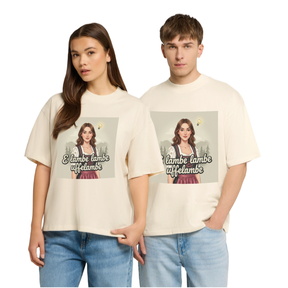 E Lambe, lambe, uffelambe – Alemannischer Geistesblitz | Stanley/Stella Oversized Unisex Bio T-Shirt Blaster - Natur